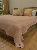 Gül Kurusu 4 Katlı Çift Taraflı Çift Kişilik Müslin Battaniye %100 Pamuk 230x240 cm - 1
