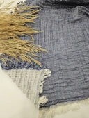 Denim Mavi 4 Katlı Çift Taraflı Çift Kişilik Müslin Battaniye %100 Pamuk 230x240 cm - 3