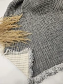 Antrasit Renk 7 Katlı Çift Taraflı Dolgulu Çift Kişilik Müslin Battaniye %100 Pamuk 230x240 cm - 1