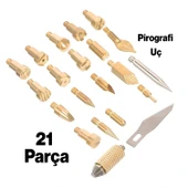 Elektrikli Ahşap Yakma Havyası Lehimi 30 W Kalem Oyma Gravür Seti Pyrography Metal Uç 21 Parça - 2