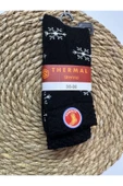 Strenna Unisex Kırmızı Kar Taneli Yılbaşı Temalı Yeni Yıl Termal Ev Çorabı - 6