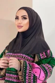 Organic Scarfs Kadın Tesettür Acı Kahve Çıtçıtlı Boyunluk Hijap Bone Model Eşarp Şal - 2