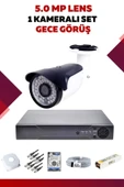 1 Kameralı Set - 5MP Sony Lensli Full Hd Gece Görüşlü Güvenlik Kamerası Sistemi - B4WIQY0OM5 - 1