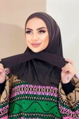 Organic Scarfs Kadın Tesettür Acı Kahve Çıtçıtlı Boyunluk Hijap Bone Model Eşarp Şal - 3
