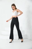 BRKMODA Ispanyol Paça Ekstra Rahat Şık Yırtmaç Detaylı Tayt - 2