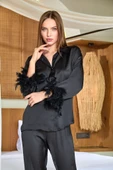 Aqua 25583 Gömlek Yaka Otrişli Saten Pijama Takımı - 3