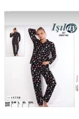 GLİSA IŞILAY Işılay Süet Düğmeli Gömlek Yaka Kışlık Pijama Takımı Yılbaşı Konsepti - 1