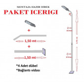 Güneş Enerjili Bahçe Aydınlatma Direği + 90W Solar Sokak Lambası - 3