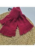 çamaşırsepeti Unisex Çocuk Pembe Parmaksız Kesik Yarım Parmak Kışlık Örme Triko Eldiven - 1