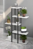 Dizayn Motion Zigzag Tasarımlı 3 Raflı Dekoratif Çiçeklik 110 cm Beyaz - 2