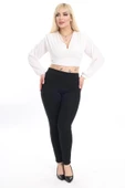 Love Fuchsia Underwear Kadın Siyah Yanı Çift Deri Şeritli Büyük Beden Tayt Çelik Örme Kumaş Battal Tayt - 6