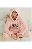 Pijamoni PİJAMONİ KAPÜŞONLU KULAKLI POLAR PİJAMA TAKIMI-MEOW - 1