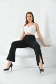 BRKMODA Ispanyol Paça Ekstra Rahat Şık Yırtmaç Detaylı Tayt - 6