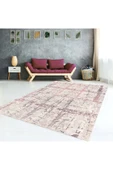 AACAP Toz Pembe Desenli Yıkanabilir, Modern Lastikli Halı Örtüsü - 1