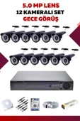 12 Kameralı Set - 5MP Sony Lensli Full Hd Gece Görüşlü Güvenlik Kamerası Sistemi - G6YL4YLV8C - 1