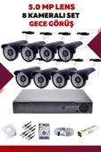 8 Kameralı Set - 5MP Sony Lensli Full Hd Gece Görüşlü Güvenlik Kamerası Sistemi - WXVCNZ76R0 - 1