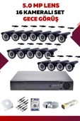 16 Kameralı Set - 5MP Sony Lensli Full Hd Gece Görüşlü Güvenlik Kamerası Sistemi - AW417YFI8I - 1