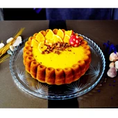 Decocia Yuvarlak Cam Pasta ve Sunum Tepsisi Mira Desenli - 3