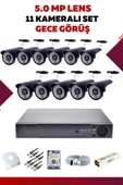 11 Kameralı Set - 5MP Sony Lensli Full Hd Gece Görüşlü Güvenlik Kamerası Sistemi - KDKTVAICWC - 1