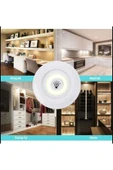 Led Işık Kablosuz Uzaktan Kumandalı Dolap İçi LED Ampul Seti 3'lü, Spot Lamba, Gece Lambası - 3
