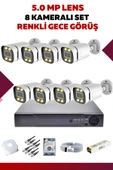 8 Kameralı Set - 5MP Sony Lensli Full Hd Renkli Gece Görüşlü Güvenlik Kamerası Sistemi -VSOR1WI3F1 - 1