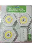Led Işık Kablosuz Uzaktan Kumandalı Dolap İçi LED Ampul Seti 3'lü, Spot Lamba, Gece Lambası - 1