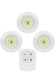 Led Işık Kablosuz Uzaktan Kumandalı Dolap Içi Led Ampul Seti 3lü Set Gece Lambası Spot Lambası - 2