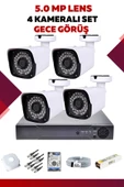 4 Kameralı Set - 5MP Sony Lensli Full Hd Gece Görüşlü Güvenlik Kamerası Sistemi - VAYG06079V - 1