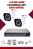 2 Kameralı Set - 5MP Sony Lensli Full Hd Gece Görüşlü Güvenlik Kamerası Sistemi - B2E1VD21OTL - 1