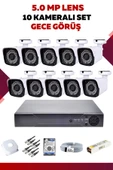 10 Kameralı Set - 5MP Sony Lensli Full Hd Gece Görüşlü Güvenlik Kamerası Sistemi - EOYX3RGSVB - 1