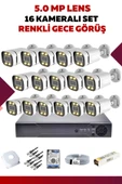 16 Kameralı Set - 5MP Sony Lensli Full Hd Renkli Gece Görüşlü Güvenlik Kamerası Sistemi RVCG9LZKR3 - 1