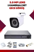 1 Kameralı Set - 5MP Sony Lensli Full Hd Gece Görüşlü Güvenlik Kamerası Sistemi - B4WIQY0OM5 - 1