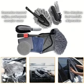 Coofbe Profesyonel 9 Parça Çizmez Mikrofiber Oto Yıkama Seti Jant Temizleme Fırçası Mikrofiber Bez Yıkama Eldiveni Set - 9