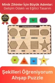 Yeni Seri Çocuk Ebeveyn Eğlenceli Eğitici Öğrenme Destekli Şekiller Yapboz Ahşap Tutmalı Puzzle - 1