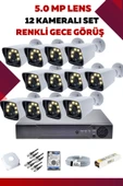 12 Kameralı Set - 5MP Sony Lensli Full Hd Renkli Gece Görüşlü Güvenlik Kamerası Sistemi - U8HRGFVAZQ - 1