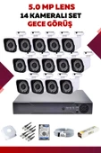 14 Kameralı Set - 5MP Sony Lensli Full Hd Gece Görüşlü Güvenlik Kamerası Sistemi - 4YBMU7CG63 - 1