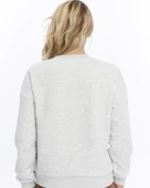 Kadife Ayıcıklar Desenli Gri Melanj Yumuşak Dokulu Regular Fit Bisiklet Yaka Kadın Sweatshirt - 3