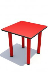 Metal Ayaklı Kare Çocuk odası Anaokulu Kreş Eğitici Zeka Geliştiren Montessori Masa 60x60 Kırmızı - 2