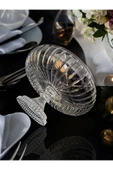 Kesme Kristal Yuvarlak Ayaklı Sunumluk Kase 24 Cm Salata Sunum Kasesi - 7