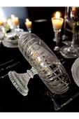 Kesme Kristal Yuvarlak Ayaklı Sunumluk Kase 24 Cm Salata Sunum Kasesi - 6