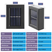 UpWay Güneş Enerjili Çift Taraflı Dekoratif Duvar Lambası Solar Aplik 2 Adet - 7