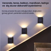 UpWay Güneş Enerjili Çift Taraflı Dekoratif Duvar Lambası Solar Aplik 2 Adet - 5