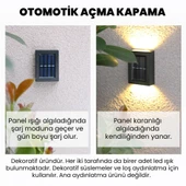 UpWay Güneş Enerjili Çift Taraflı Dekoratif Duvar Lambası Solar Aplik 2 Adet - 3