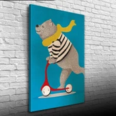 Scooter Süren Sevimli Ayı Kanvas Tablo 50 x 70 - 1