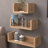 Duvar Rafı Dekoratif U Raf Ceviz - 1