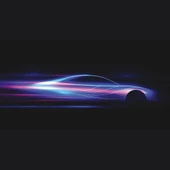 Hızla Giden Spor Araba Silüeti , Arka Plan Siyah Kanvas Tablo (60X120) - 2