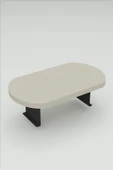 Yan Sehpa Ayarlanabilir Tepsi OVAL Dekoratif Modern Yatay Dikey Koltuk Sehpası KREM - 5