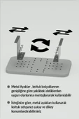 Yan Sehpa Ayarlanabilir Tepsi DİKDÖRTGEN Dekoratif Modern Yatay Dikey Koltuk Sehpası KREM - 3