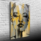 Dekoratif Karakalem Soyut Kadın Portresi Kanvas Tablo 50 x 70 - 1