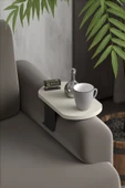 Yan Sehpa Ayarlanabilir Tepsi OVAL Dekoratif Modern Yatay Dikey Koltuk Sehpası KREM - 1